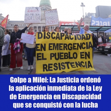 Golpe a Milei: La Justicia ordenó la aplicación inmediata de la Ley de Emergencia en Discapacidad que se conquistó con la lucha